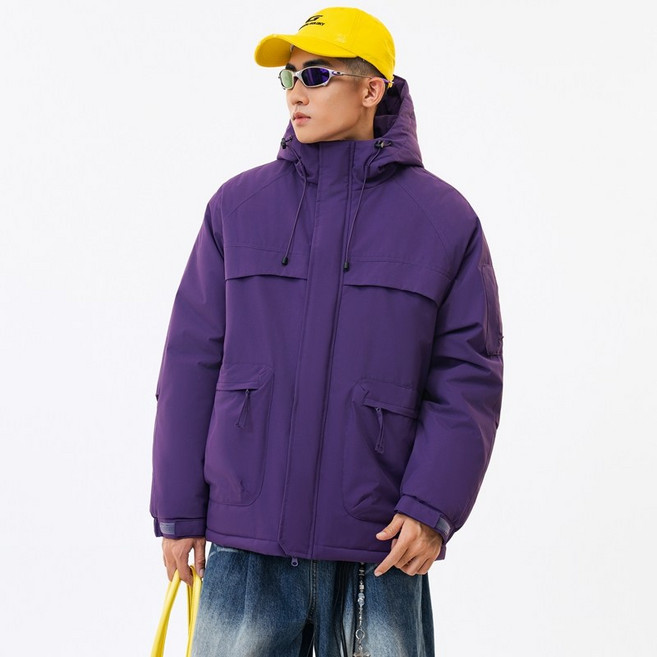 石墨烯戶外沖鋒登山棉服 保暖防風防水情侶款外套, 暗夜紫