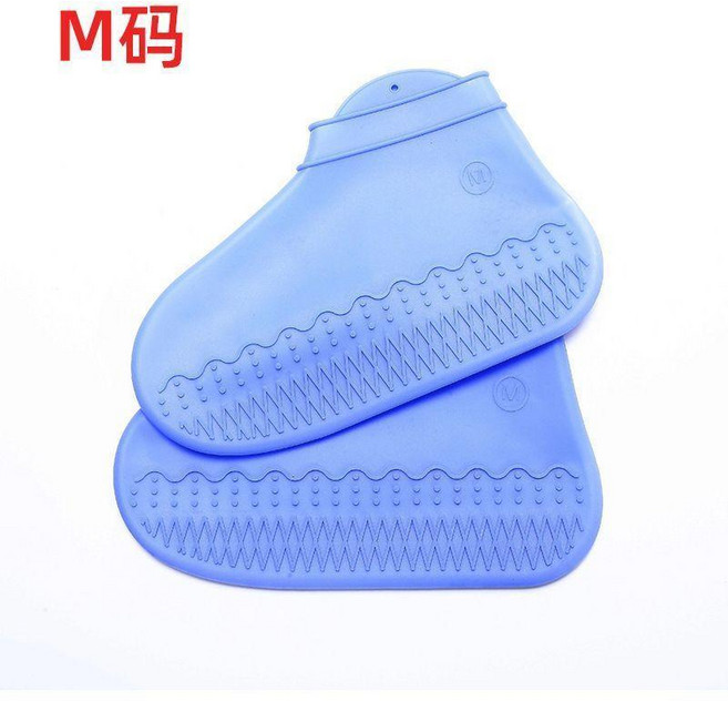 超值 新款硅膠防水鞋套 防雨防滑加厚耐磨鞋套 新款矽膠易攜帶雨鞋套 副廠商品, 藍色-M號/34-41碼, 1個