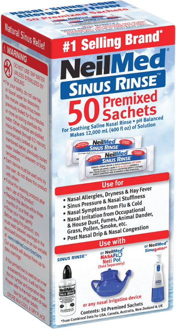 NeilMed 耐有美 塞那靈 Sinus Rinse 成人兒童洗鼻器, 1個, 【補充組】(洗鼻鹽50包入)