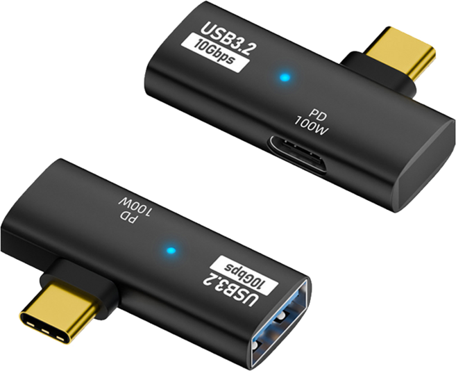 ibits MDD TypeC 轉接頭 PD100W快充 USB3.2, OTG一分二 黑色, 1個, 37mm