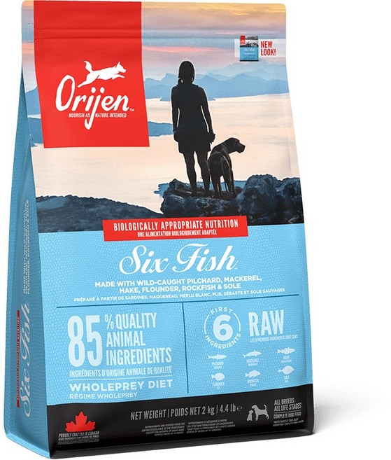 Orijen 歐睿健 無穀狗飼料, 1個, 2KG 六種鮮魚犬