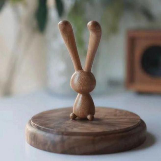 按摩器 檀木小兔子按摩器 眼部按摩鼻子下頜線 改善黑眼圈按摩器 可當擺件禮品, 1個, 檀木長耳朵小兔子按摩眼部按摩鼻子下頜綫改, N/A