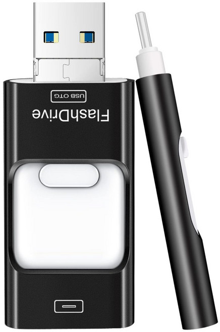 四合一高速USB 3.0 金屬隨身碟, 1個, 四合一時尚黑, 2TB