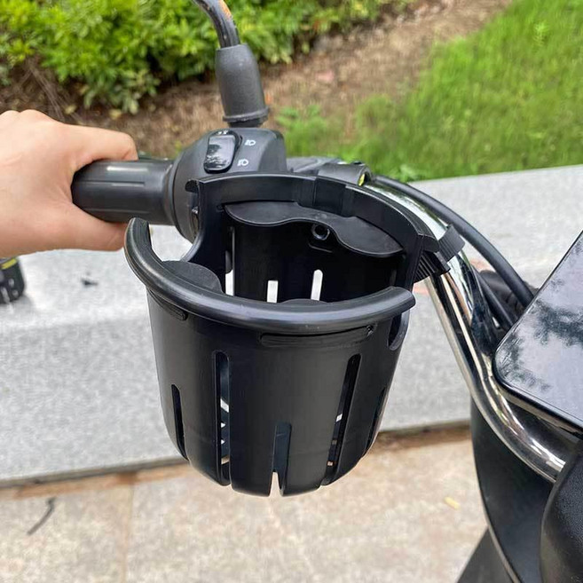 超值 電動車水杯架水壺架通用防傾倒超穩固自行車摩托車奶茶架飲料架子 副廠商品, 1個, 黑色杯架 帶黑色內墊