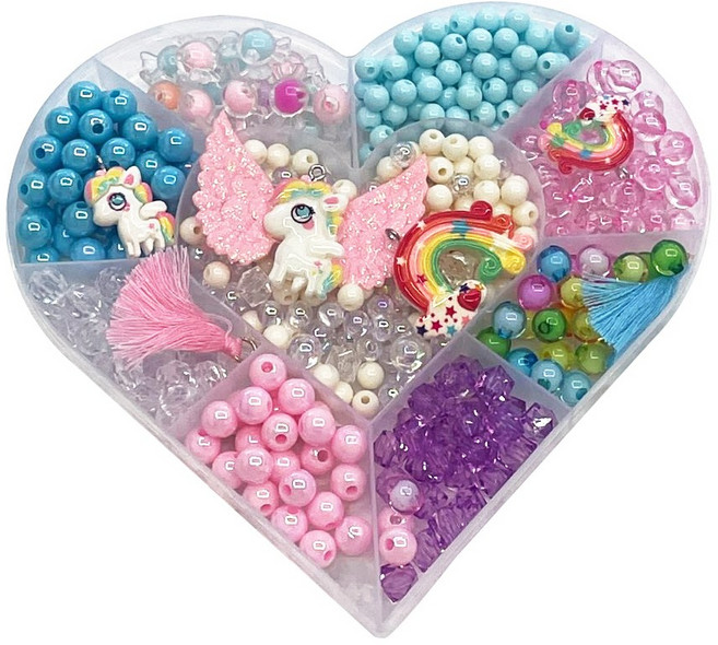JoyBaby 手作DIY玩具 兒童串珠 項鍊 手環益智玩具 公主配件盒, 彩虹飛馬-F, 1個