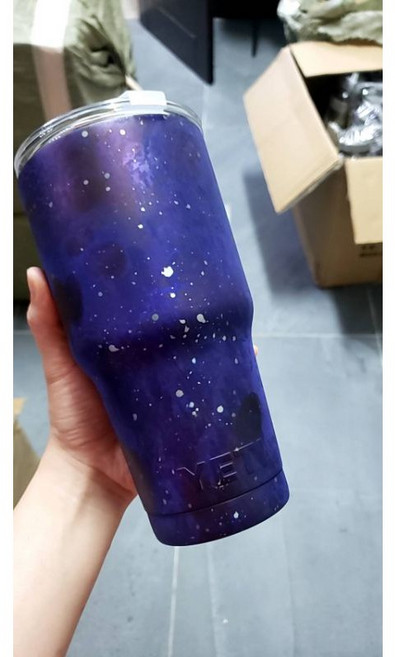 YETI 1200ML 大容量304不鏽鋼保溫杯 長效保冰保冷 附吸管提手 車載運動水杯 星空深藍, 1個, 星空款-深藍(配密封蓋)