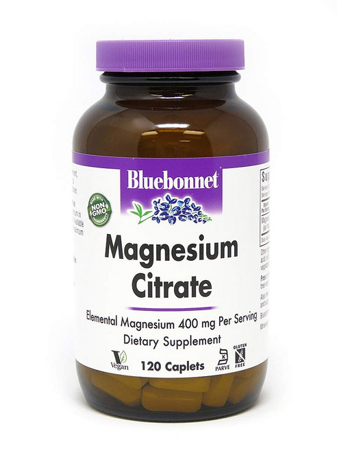 Bluebonnet 檸檬酸鎂 400mg素食膠囊 無麩質 無糖, 120顆, 1罐