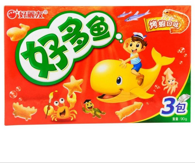 ORION好麗友 好多魚餅乾90g 韓國進口 寶寶零食 獨立包裝, 1個, 好多魚 烤蝦味90g【家庭號】, 90g, 烤蝦味