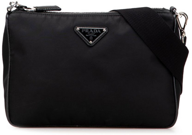 프라다 중고 2013-2025 사피아노 트리밍 리나일론 지퍼 탑 크로스 백