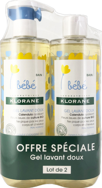 KLORANE 蔻蘿蘭 寶寶金盞花洗髮沐浴精 2x500ml 按壓瓶 (平行輸入), 1組