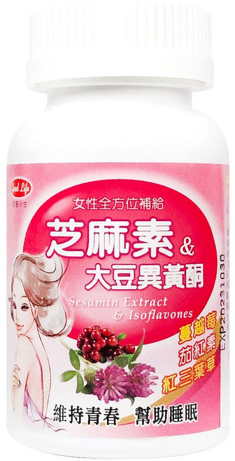 得意人生 婦麗蒙錠 60粒 大豆異黃酮 芝麻素 更年期保健, 1個, 【婦麗蒙錠 芝麻素+大豆異黃酮】60粒