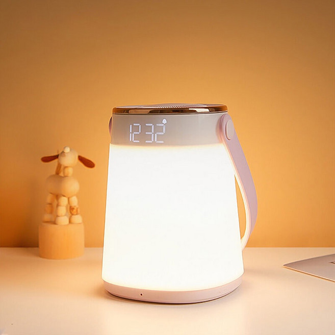 美的USB供電小夜燈 哺乳夜燈 母嬰臥室嬰兒床頭燈 無極調光, 柔光 時間顯示 溫度顯示 定時鬧鈴