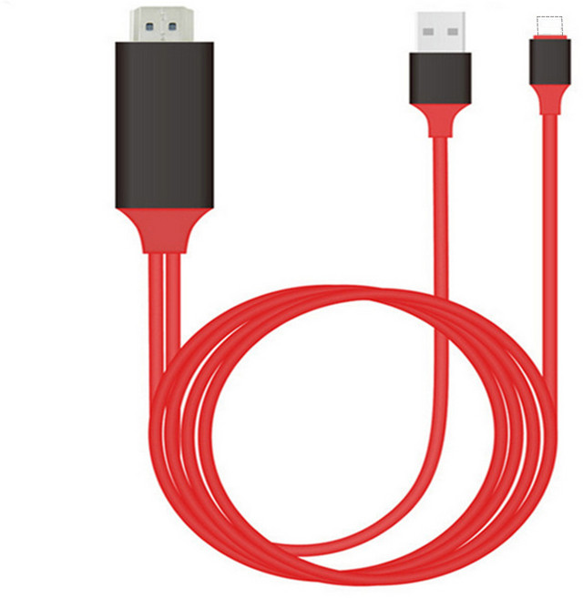 Lightning轉HDMI影音同屏器 手機投影電視HDMI線 iPhone/iPad專用, 紅色, 1個, 2m