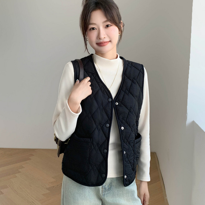 帶口袋馬甲女秋冬季加絨保暖背心外穿休閒運動內搭短款坎肩 馬甲外套 加絨背心外套 馬甲女 輕薄馬甲