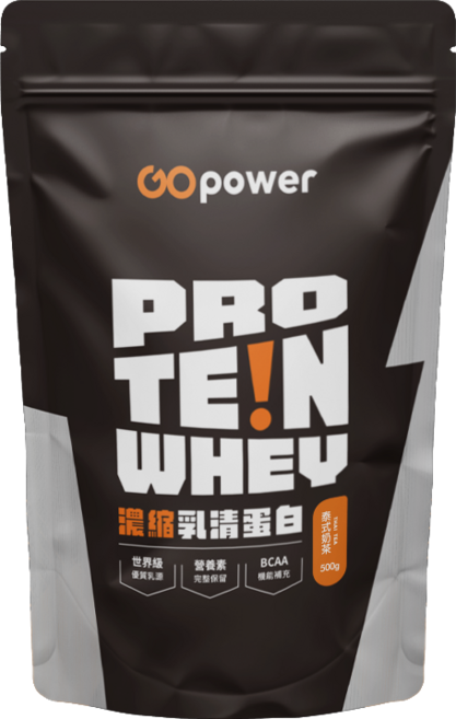 GOpower 果果能量 濃縮乳清蛋白【泰式奶茶】健身補給, 1個, 500g