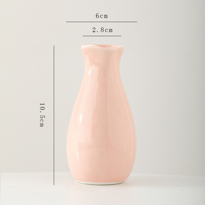粉色陶瓷花瓶 口徑5cm 高21cm 底5cm, 多言 款小 粉色