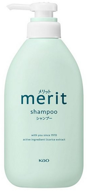 日本花王merit 弱酸性無矽靈植物洗髮精 溫和潔淨 全家適用, 1件, 450ml