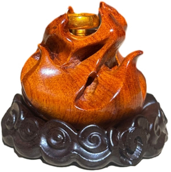 花梨木火焰倒流香爐 黑檀木底座, 黃火焰倒流香 一套 一盒倒流香粒