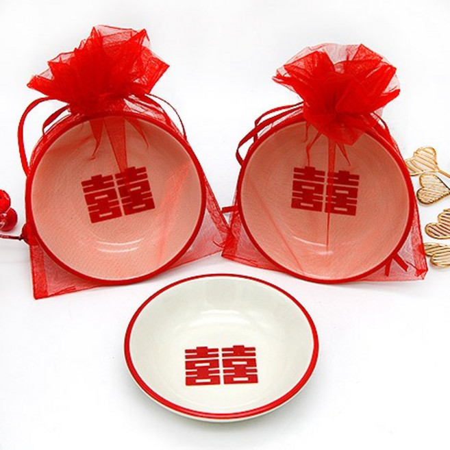 FlowerSP 囍字調味碟 結婚禮物, 1個, 未滿200元無法出貨, N/A