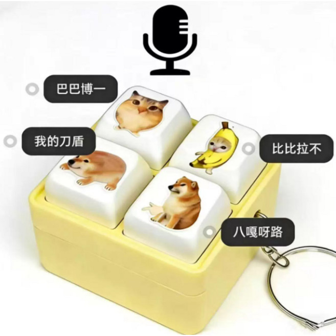 語音解壓按鍵鑰匙扣 電子木魚功德積攢器 多款語錄, 1個, 我的刀盾語音鍵帽解壓玩具【2入】