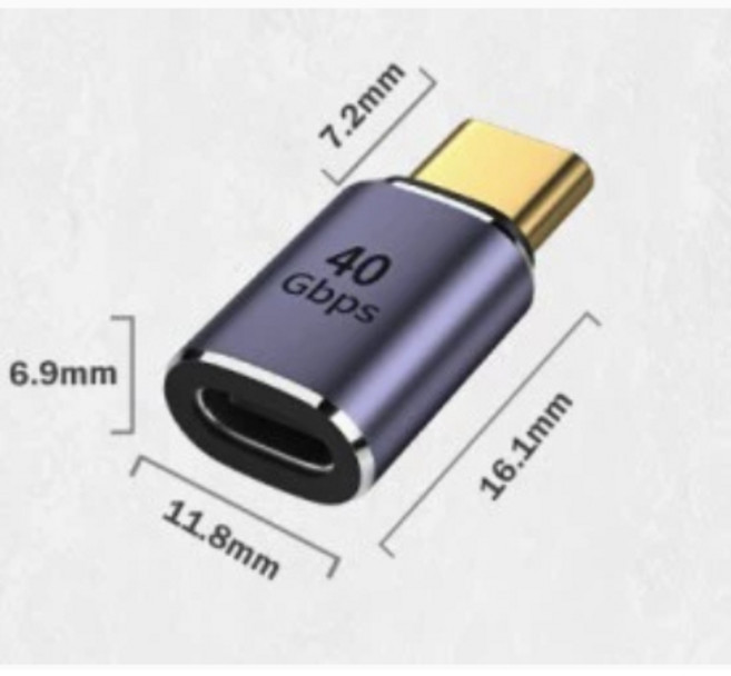 USB4 40Gbps C母轉C母 適用 Thunderbolt 3 全功能 PD100w, 1個, 直頭公對母, N/A