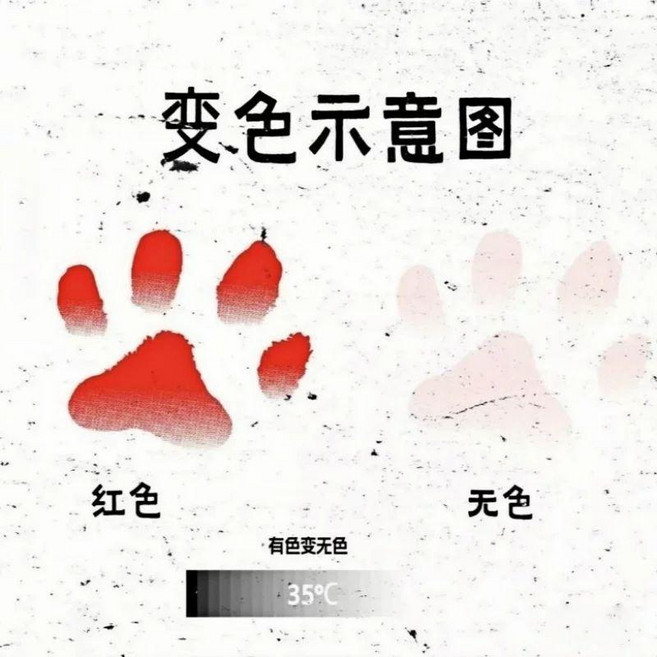 貓咪貓爪溫變彩色紋身貼體溫變色可愛萌寵手臂手背學生可洗貼紙 副廠商品, 1張, 赤紅色變無色 發1張11貼, 赤紅色變無色