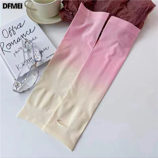 DFMEI 冰袖防曬防紫外線漸變色冰絲袖套男女同款護臂袖冰袖女款防曬袖套, 1個, 均碼