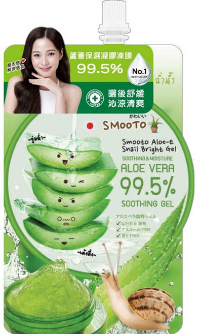 Smooto 蘆薈舒緩凝膠 99.5% 保濕蝸牛萃取, 1個, 蘆薈舒緩凍膜50mL, 50mL