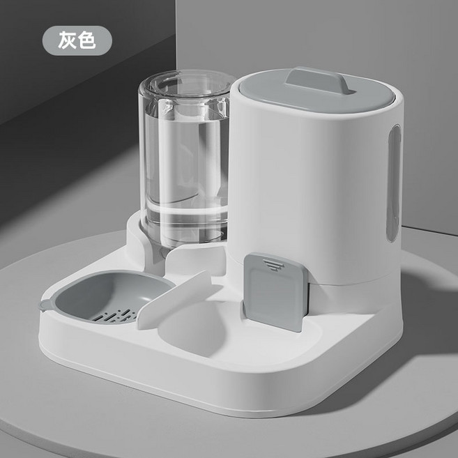 寵物一體式貓咪自動餵食喂水器狗碗貓盆二合一飲水機貓碗寵物用品, 1個, 滑蓋灰色:如圖所示536, 1L