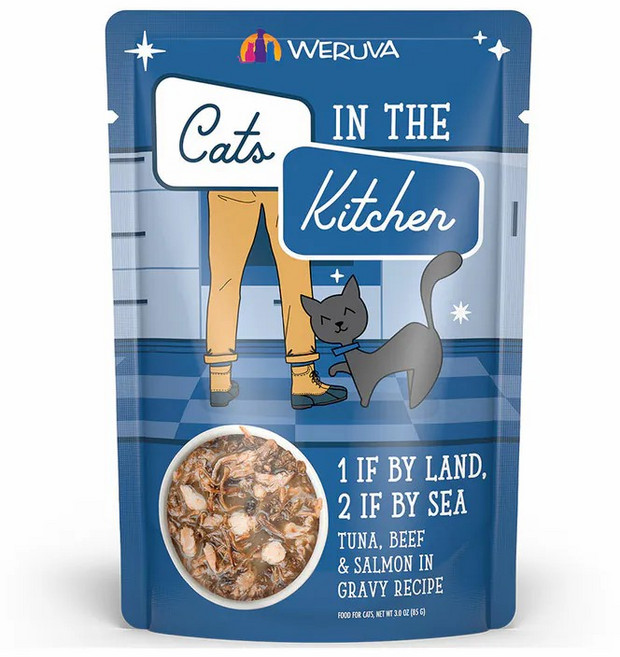 WERUVA Cats IN THE Kitchen 凱特美廚 凱特鮮廚天然無穀貓餐包 85g 多口味選擇, 1個, 海陸總動員