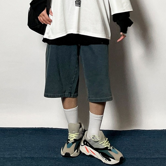 Boxy fit 無造作七分單寧短褲