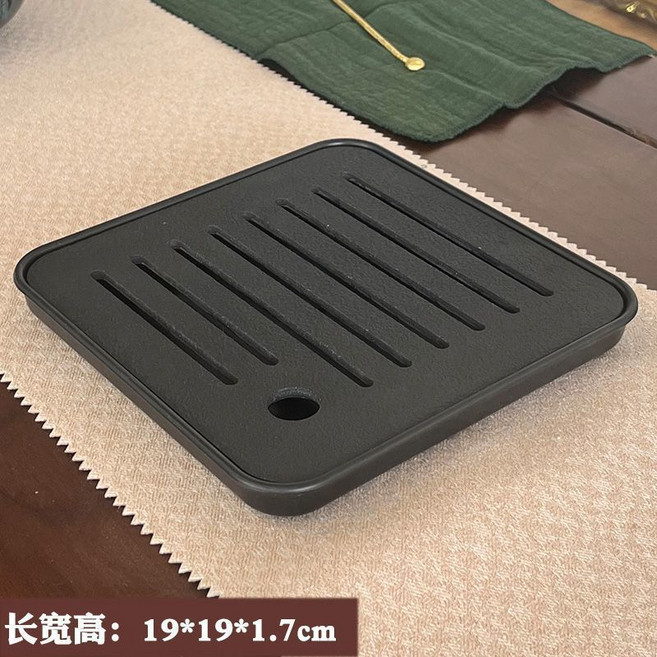 簡約竹製茶盤 儲水乾泡托盤, 樹紋密胺黑底小正方盤✦, 1個
