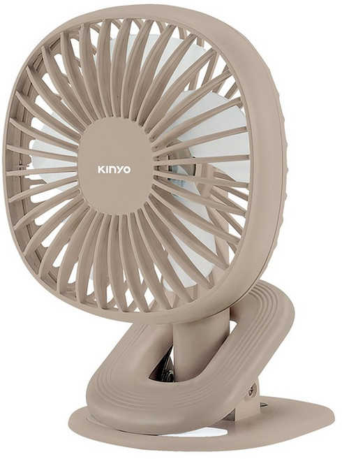 KINYO 夾/立式充電風扇 UF-2642, 奶茶色, UF2642MT