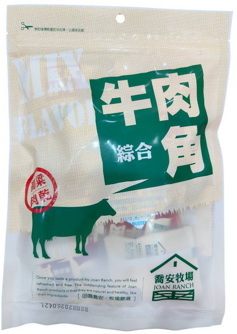 喬安牧場綜合牛肉角,台灣高粱酒風味牛肉乾,獨立包裝休閒零食首選, 170g, 1袋