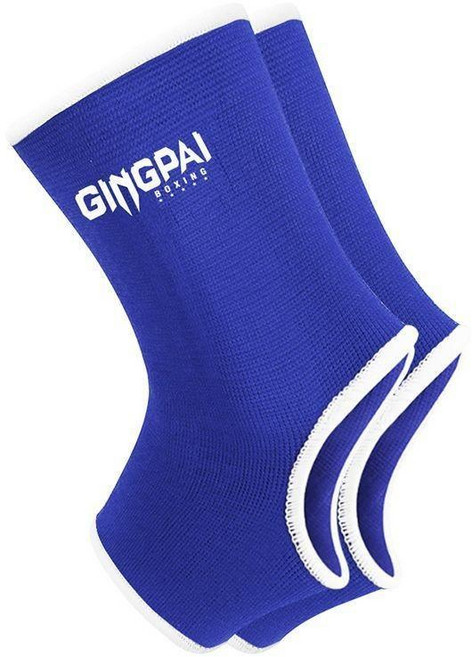 GINGPAI 搏擊護腿 護脛護腳踝 散打泰拳格鬥護具, 1個, 針織護腳踝藍色,S, 藍色