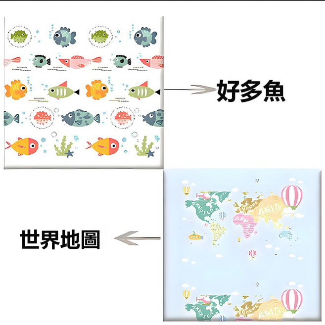 Tonkon XPE嬰兒摺疊爬行墊 可摺疊 加厚, 好多魚/世界地圖
