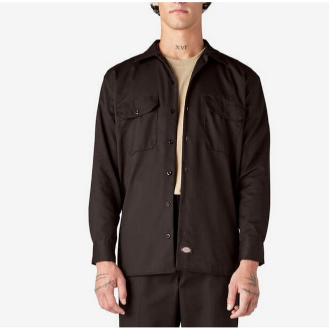 Dickies 長袖襯衫, 7棕DB HF5,S(70kg合身)