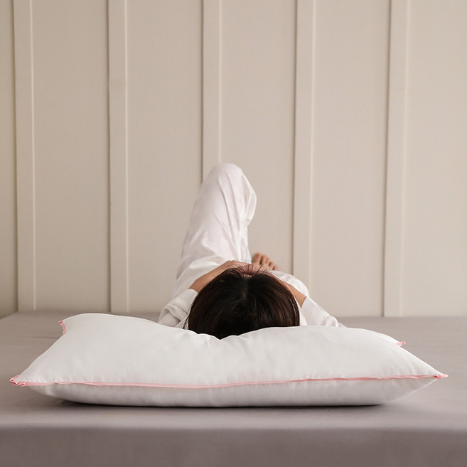 ease sleep 60s 易眠柔軟舒適睡枕 嬰幼兒級A類 可機洗 高回彈, 嬰幼兒級A類標準 - 柔軟羽絲中枕 粉邊, 1件