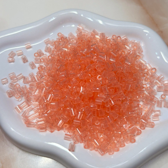 高透拼豆補充包 無孔可混用 黑白透明 2-6mm, X12 蜜桃粉高透 - 250g袋裝, 1個, 250片