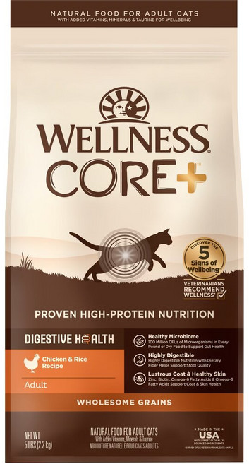 WELLNESS CORE+ 成貓乾糧 腸胃消化機能 新鮮雞肉 米配方 5lb/11lb, 2.27kg, 1個, no this value