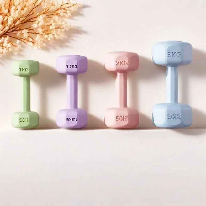 六角防滾落軟質啞鈴 馬卡龍配色居家健身器材, 1套, 3000g