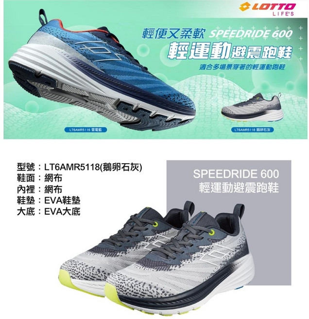 LOTTO SPEEDRIDE 600 輕便運動避震跑鞋 LT6AMR5118