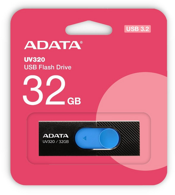 ADATA 威剛 UV320 時尚黑 亮麗白 32G 64G 128G USB 3.2 高速 隨身碟 原廠公司貨, 1個, 32GB