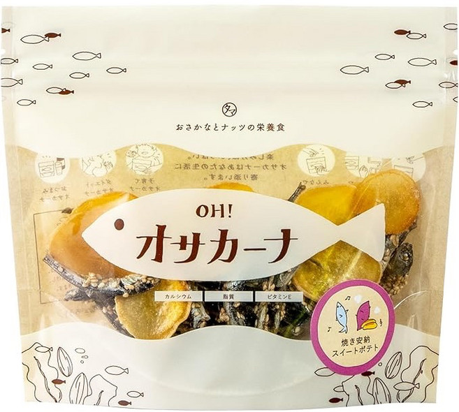 九州小玉 OH! sakana 小魚乾杏仁健康零食, 1個, 烤安納地瓜甜薯風味