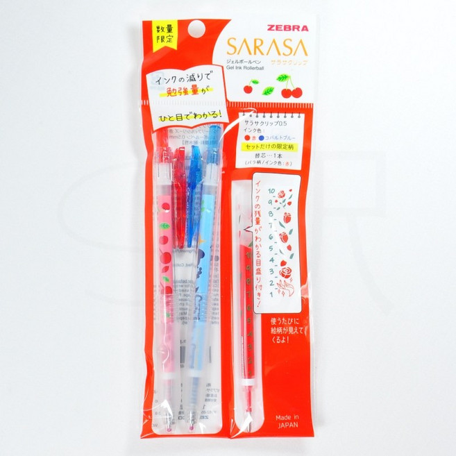 【CHL】Zebra 暗記筆 Check Pen α Sarasa 三色筆 學習遮色筆套組, 1個, 紅色櫻桃套組