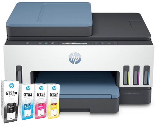 HP 惠普 Smart Tank 755 三合一多功能自動雙面無線連供印表機【升級3年保】【加購1黑3彩墨水再升級保固】, 【升3年保優惠】755+1黑3彩原廠墨水