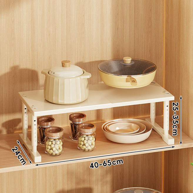 多功能可伸縮廚房置物架 寬度50-85cm 高度35-50cm 全碳鋼 強承重, 可伸縮40 - 65cm 高度可調節25 - 35cm 寬24cm 全碳鋼 強承重, 1套