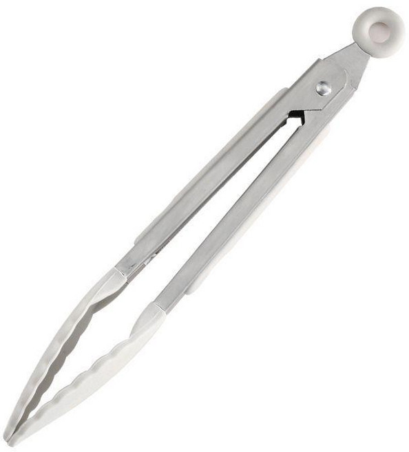 Kitchen Tongs 硅膠食物夾, 1個, 白色, 7寸迷你梅花夾