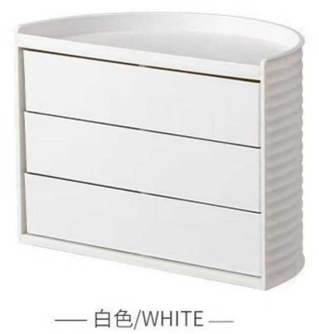 三層旋轉收納盒化妝品收納梳妝檯桌面護膚品香水口紅置物架, 米白色,三層旋轉收納盒, 1個