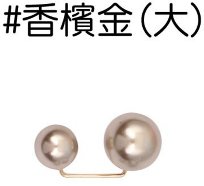 人魚朵朵 雙顆珍珠別針 防走光收腰插針 韓版造型胸針 時尚多功能扣針, 1個, 雙顆香檳金(大)